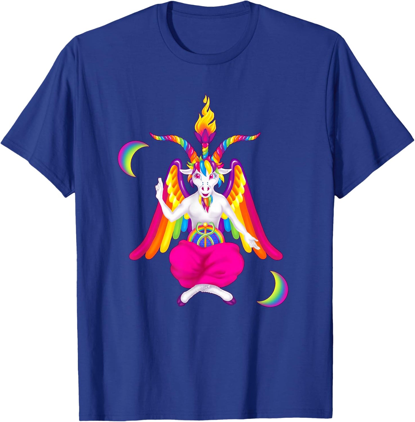 Rainbow 90s Baphomet Ironic Satanic Demon T-Shirt - T-Shirt | Royal