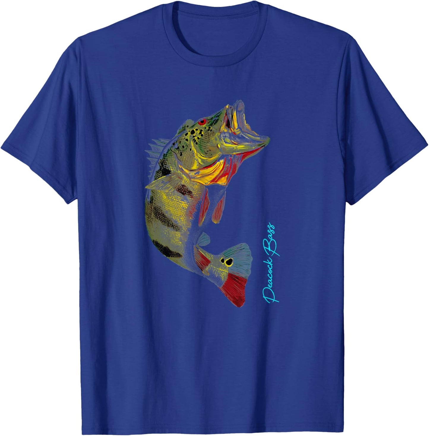 Fishing Shirts | PEACOCK BASS Fishing Art Gift Shirt For Dad T-Shirt - T-Shirt | Royal