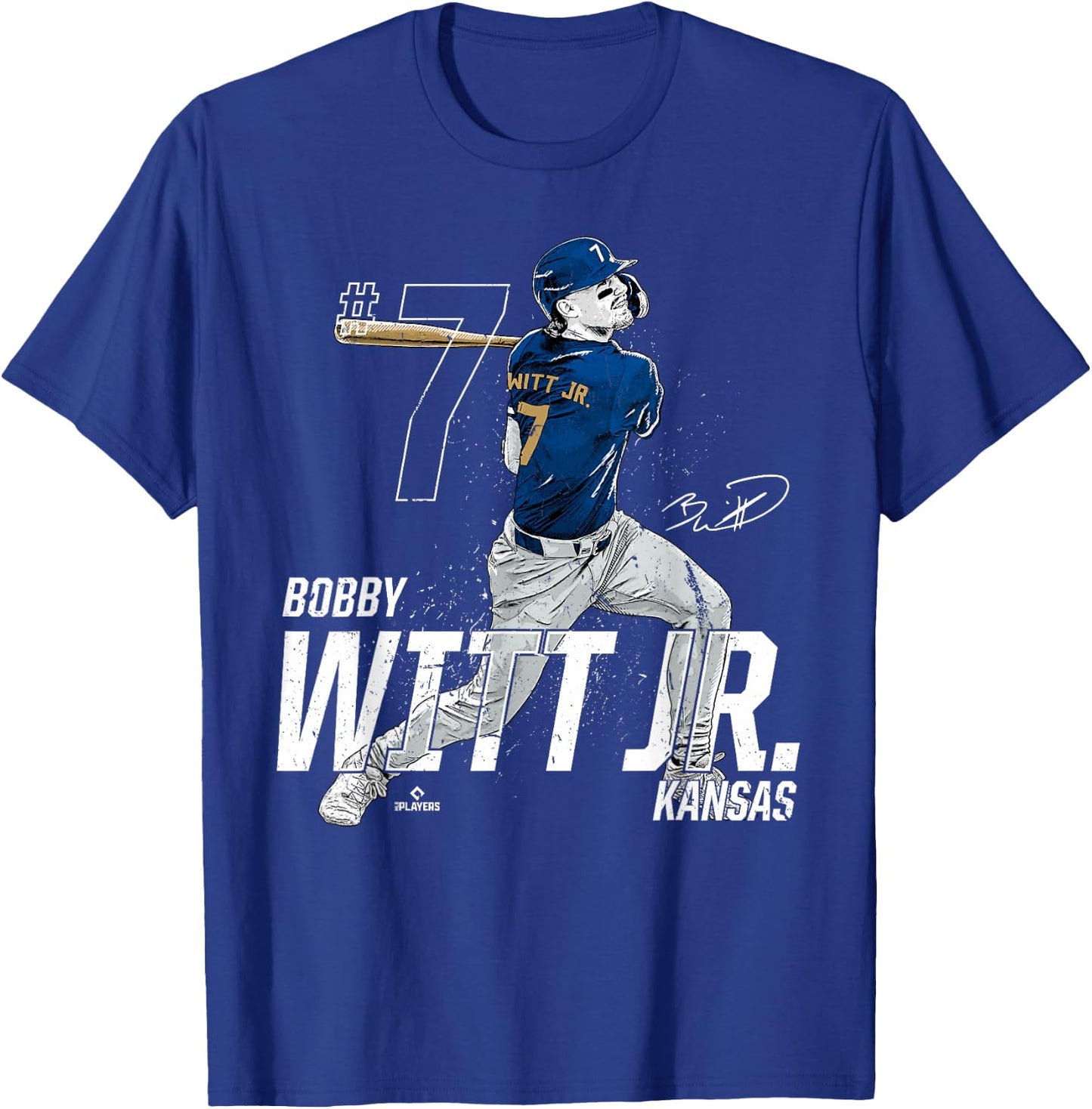 Dynamic Pose Bobby WITT Jr Kansas City Baseball MLBPA T-Shirt - T-Shirt | Royal