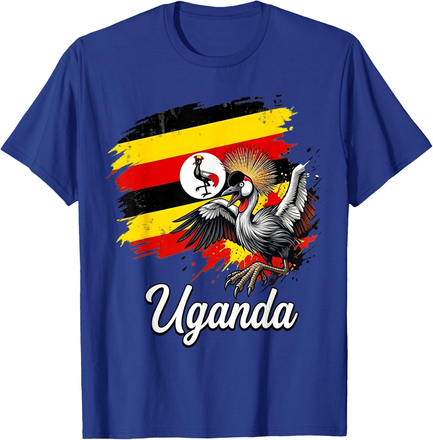 Uganda Flag Grey Crowned Crane National Bird T-Shirt - T-Shirt | Royal