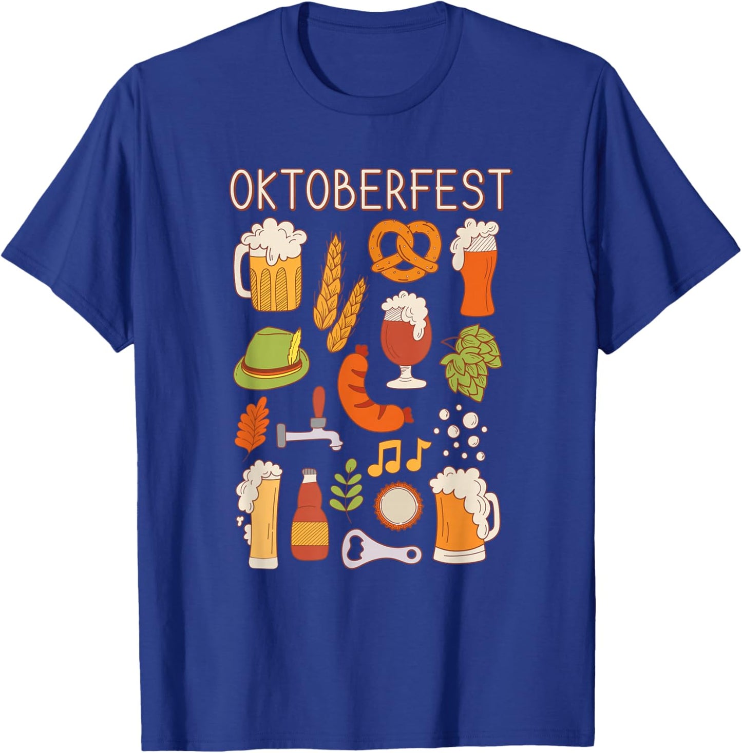 Oktoberfest Doodle Cute Beer Pretzel Weiner T-Shirt - T-Shirt | Royal