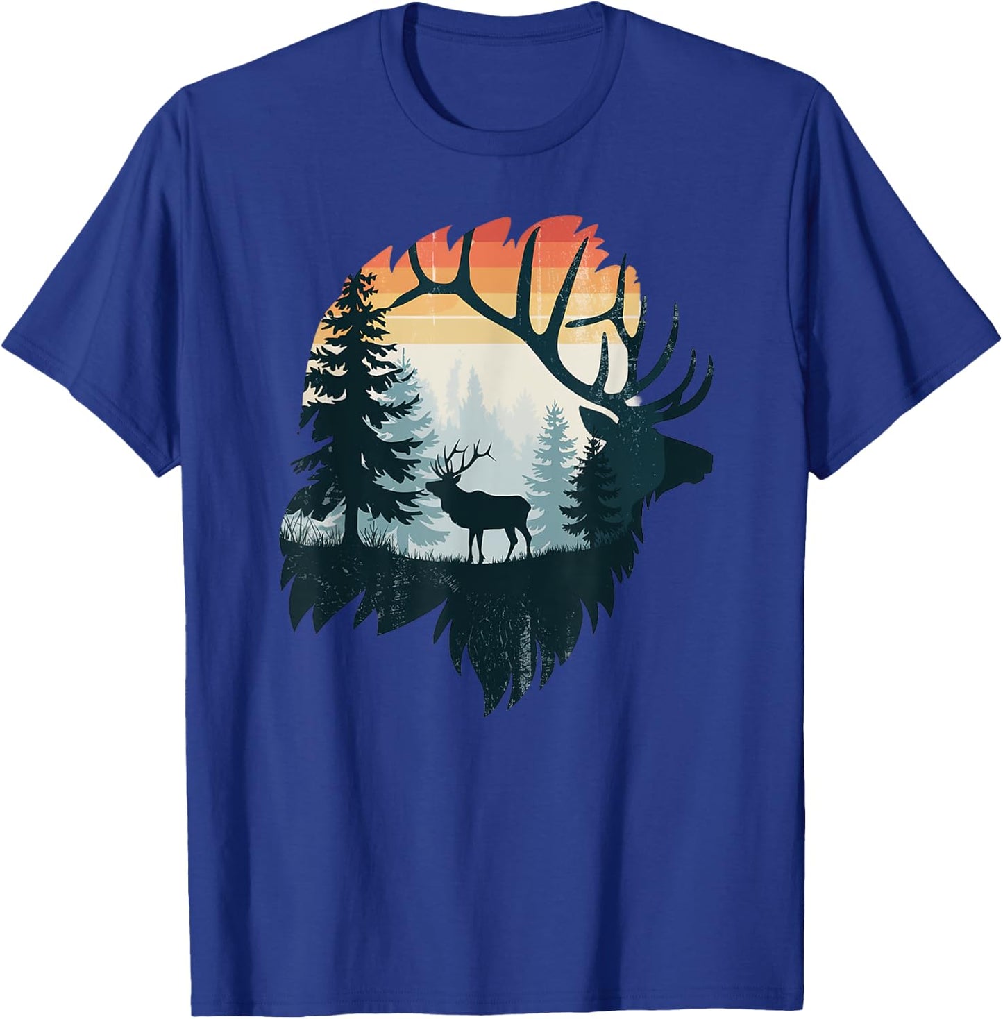 Elk Hunting Hiking Outdoor Camping Forest Men Women Elk T-Shirt - T-Shirt | Royal