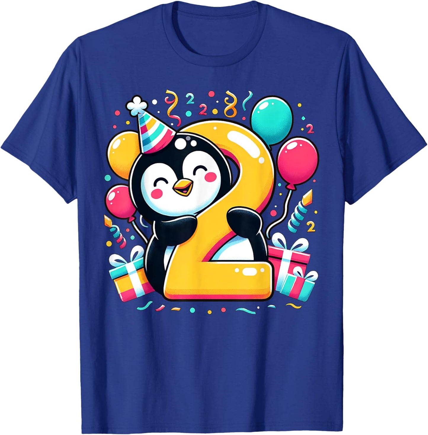 Penguin 2nd birthday boy girl 2 years old second two Penguin T-Shirt - T-Shirt | Royal