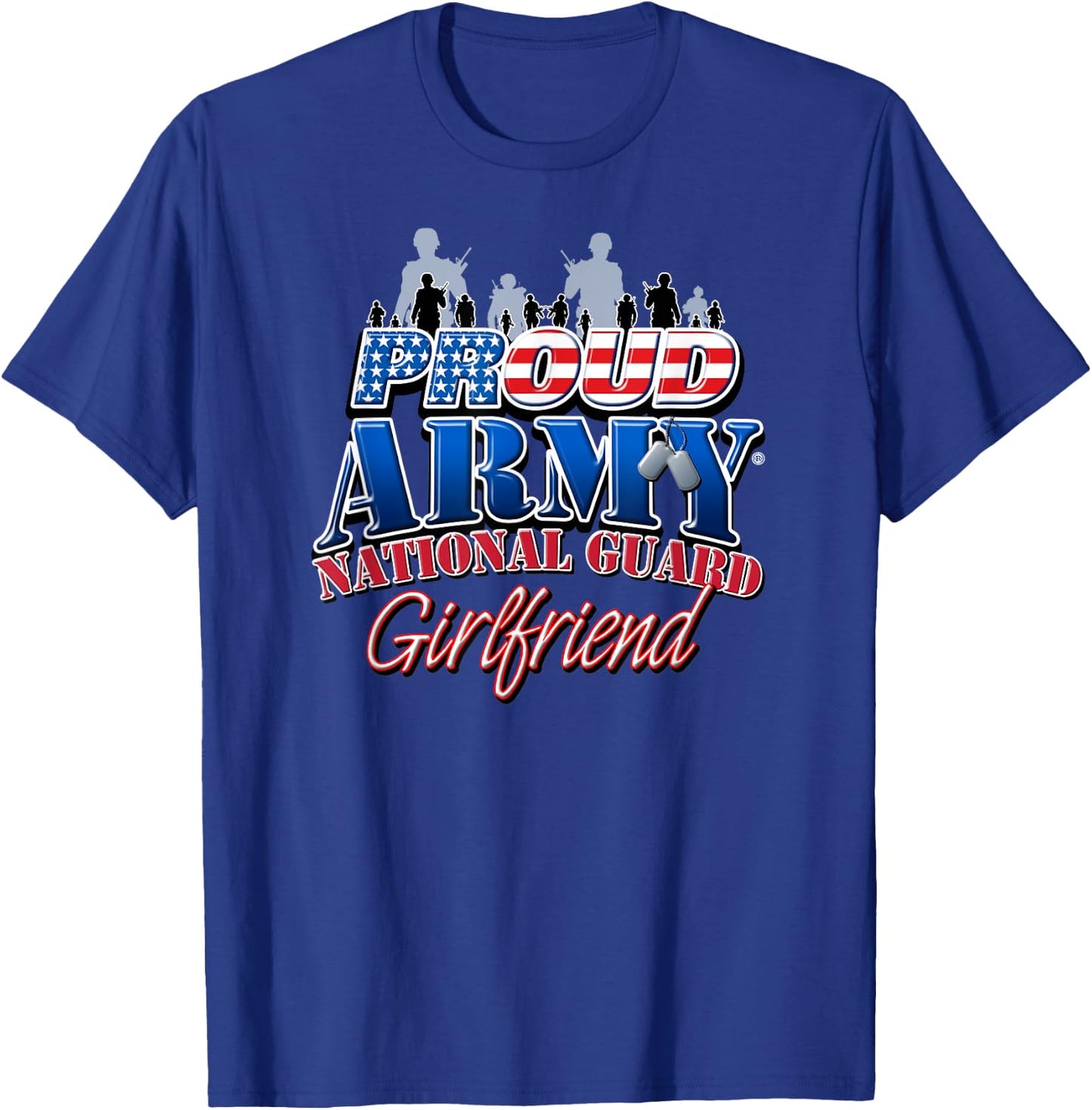 Proud Army National Guard Girlfriend US Dog Tag Shirt Women T-Shirt - T-Shirt | Royal