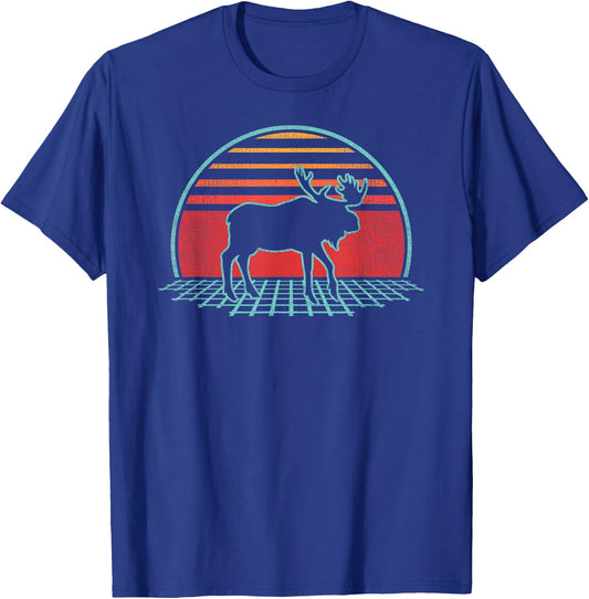 Moose Lover Animal Retro Vintage 80s Style T-Shirt - T-Shirt | Royal