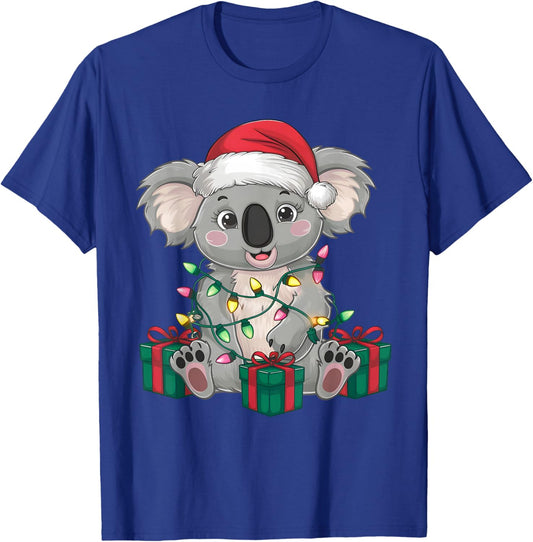 Koala Xmas Lighting Santa Hat Koala Christmas T-Shirt - T-Shirt | Royal