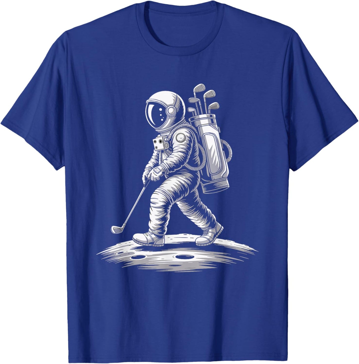 Golf Astronaut Moonshot Illustration T-Shirt - T-Shirt | Royal