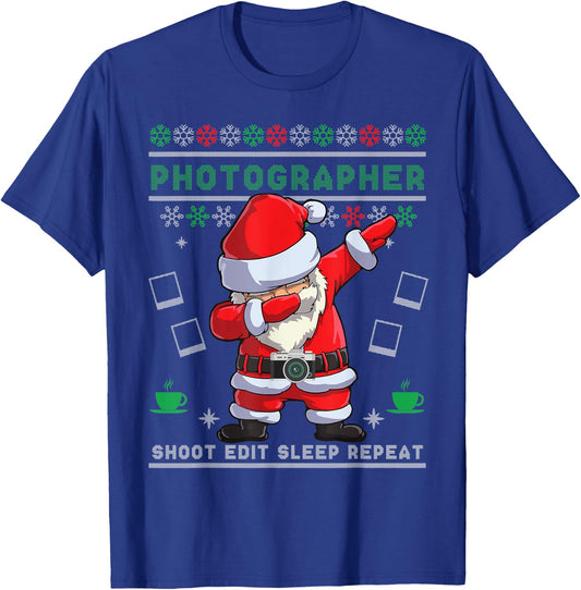 Dabbing Santa Photographer Christmas Ugly Sweater Camera T-Shirt - T-Shirt | Royal