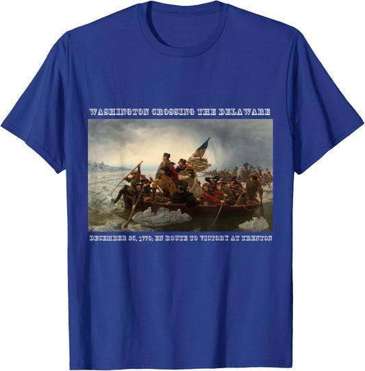 Winning! America's Great Victories - Washington Crossing the Delaware Revolutionary War - Men's Black Cotton 100% Short Sleeve Classic Fit - Small T-Shirt - T-Shirt | Royal
