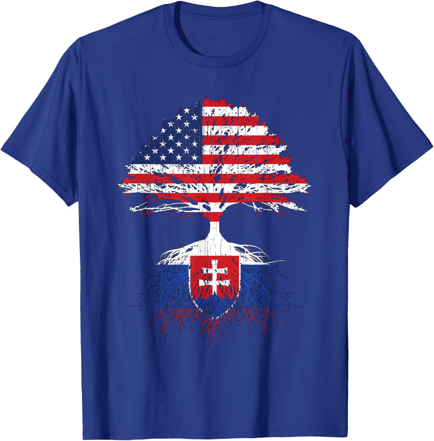 Slovak Slovakia Slovakian Roots American Flags Immigrant T-Shirt - T-Shirt | Royal