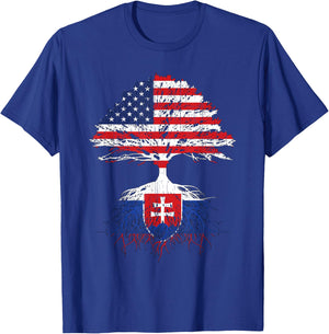 Slovak Slovakia Slovakian Roots American Flags Immigrant T-Shirt - T-Shirt | Royal