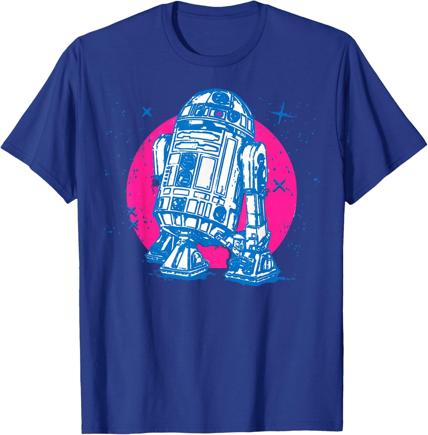 Star Wars R2-D2 Vintage Neon Retro Sparkly Badge T-Shirt - T-Shirt | Royal