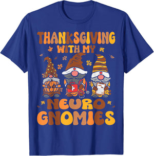 Thanksgiving With My Neuro Nurse Gnomes Fall Neurology T-Shirt - T-Shirt | Royal