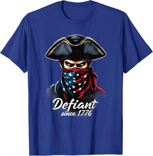 Defiant Since 1776 Retro Patriotic Independence T-Shirt - T-Shirt | Royal