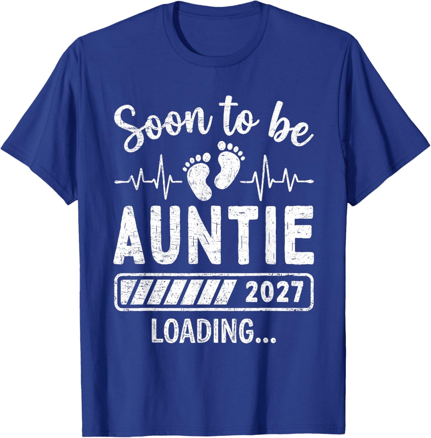 Retro Soon to Be Auntie 2027 Loading Pregnancy Announcement T-Shirt - T-Shirt | Royal