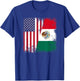 Half Mexican Flag | Vintage Mexico USA Gift T-Shirt - T-Shirt | Royal