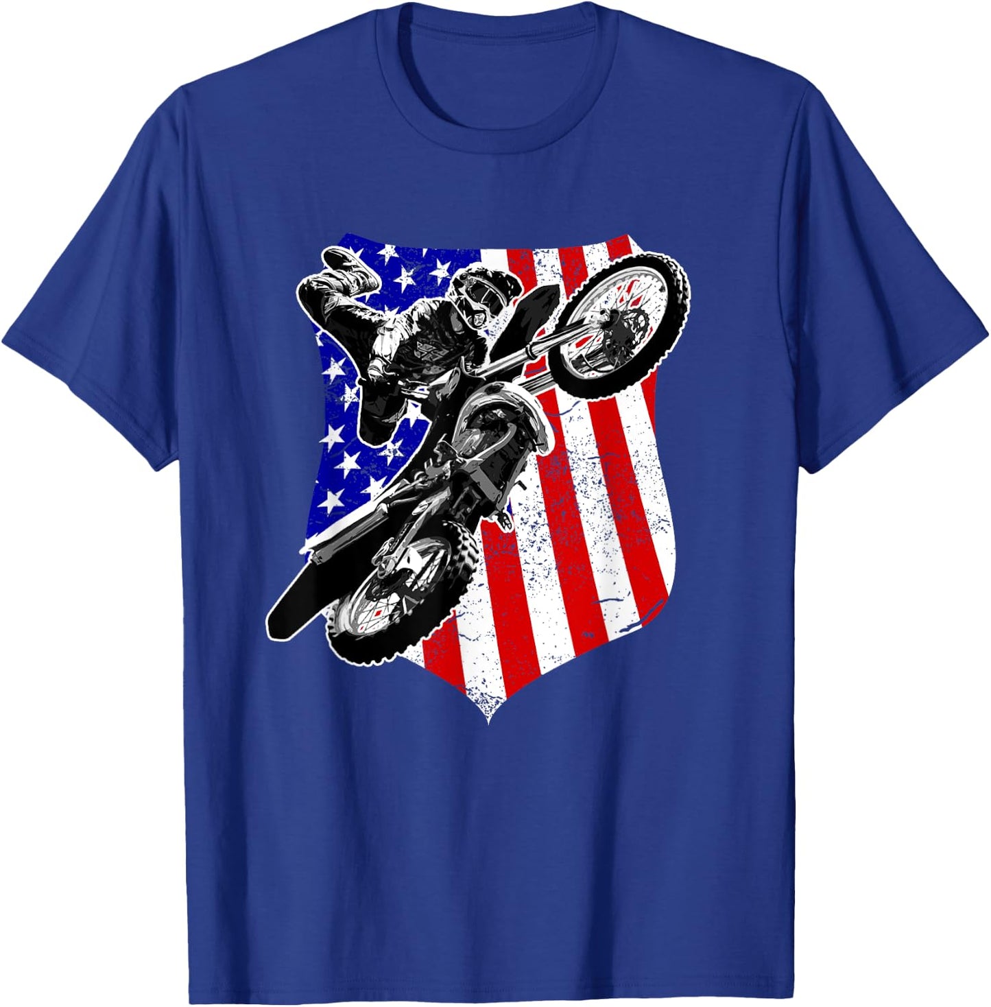 Dirt Bike Motocross 4th of July T-Shirt - T-Shirt | Royal