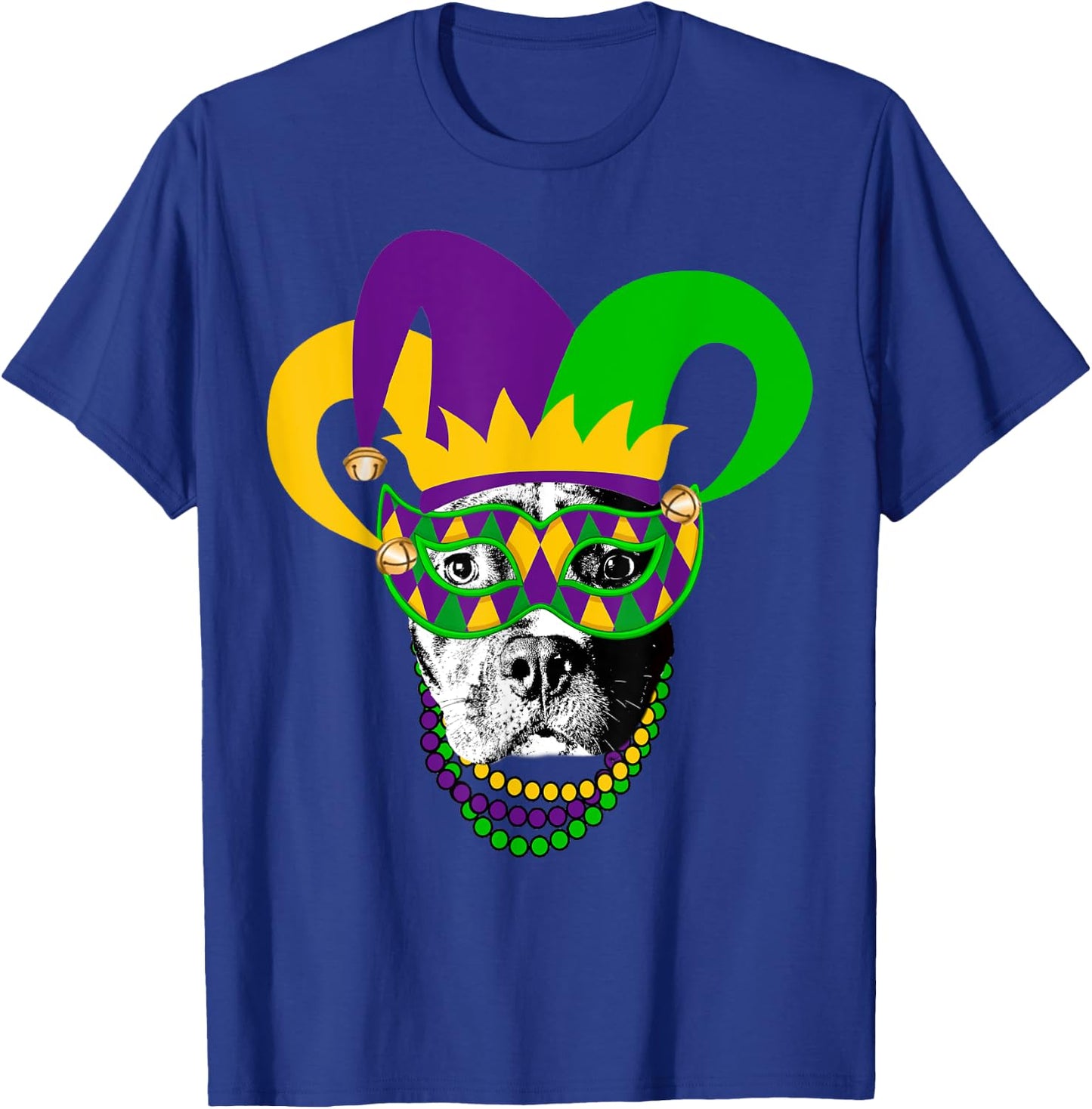 Mardi Gras Pitbull Dog Cute Mardi Gras Shirt T-Shirt - T-Shirt | Royal