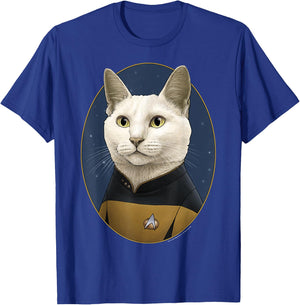 Star Trek: The Next Generation Data Cat Portrait T-Shirt - T-Shirt | Royal