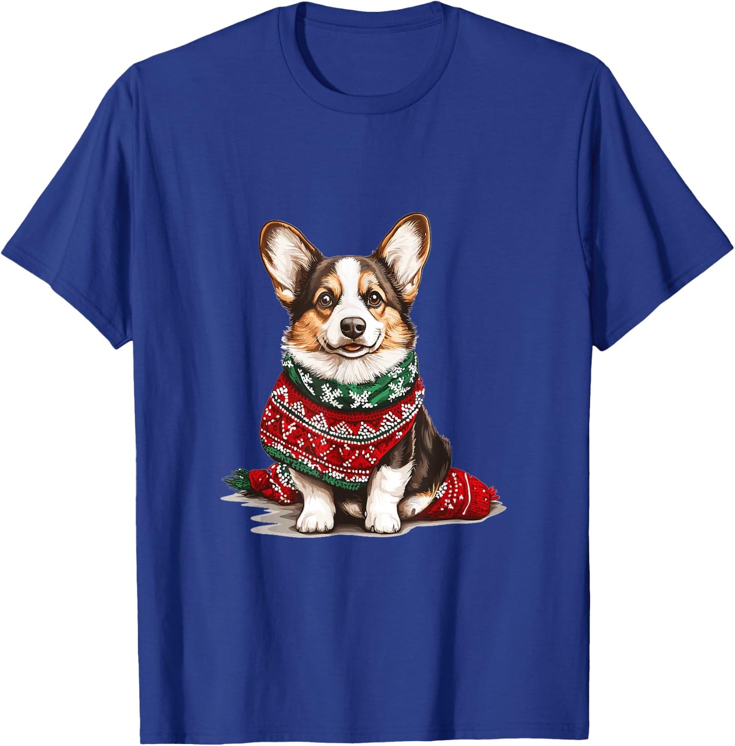 Cute Cardigan Welsh Corgi Dog Christmas Merry X-mas Graphic Men Women Kids T-Shirt - T-Shirt | Royal