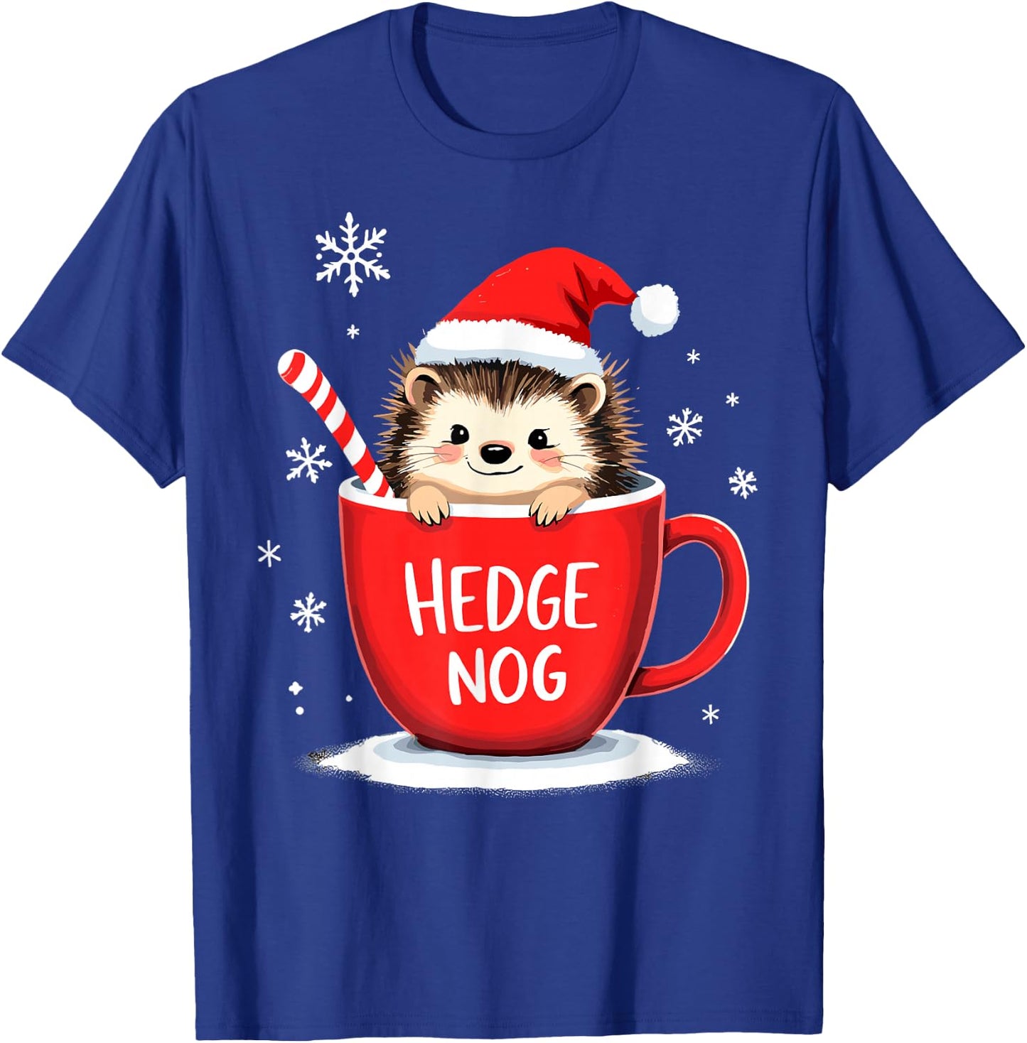 Cute Santa Hedgehog Eggnog Hedge Nog Merry Christmas T-Shirt - T-Shirt | Royal