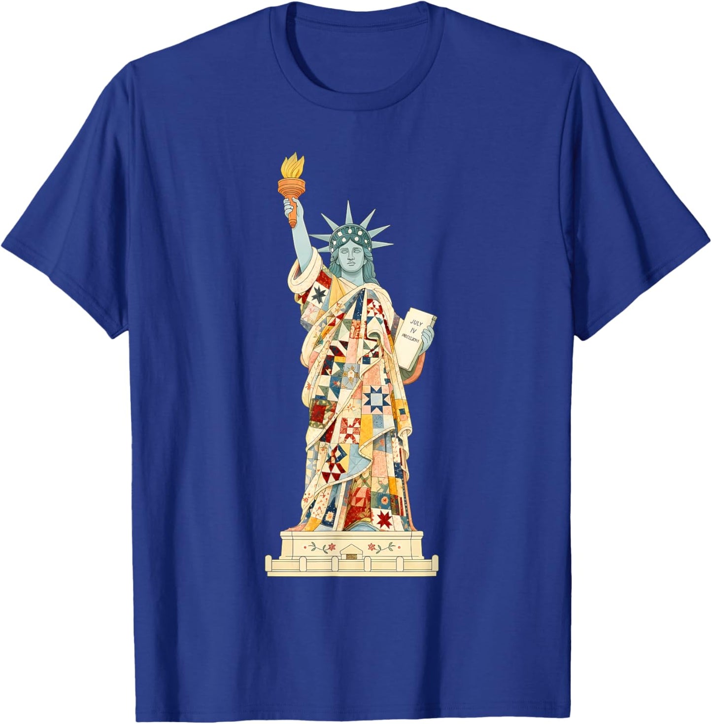 Liberty Wrapped in Love Patriotic Patchwork Quilting Art T-Shirt - T-Shirt | Royal