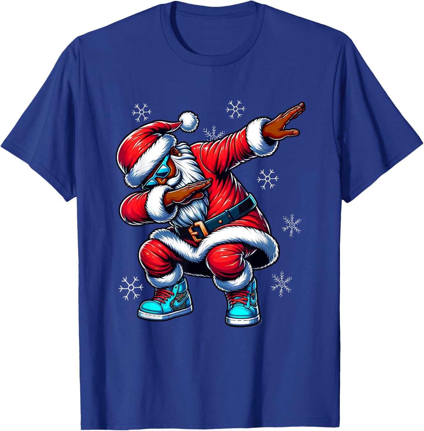 African American Christmas Dabbing Afro Santa Claus PJ T-Shirt - T-Shirt | Royal
