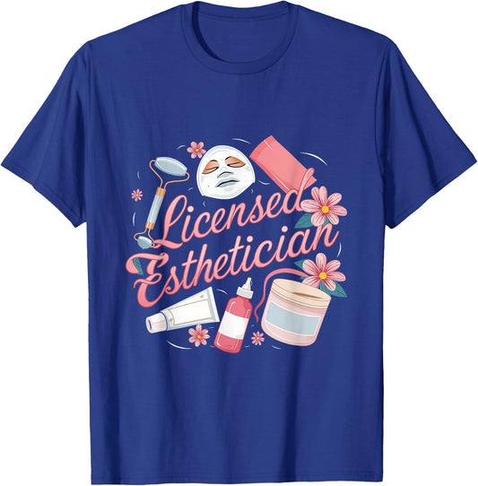 Licensed Esthetician Skincare Beautician Women Men T-Shirt - T-Shirt | Royal