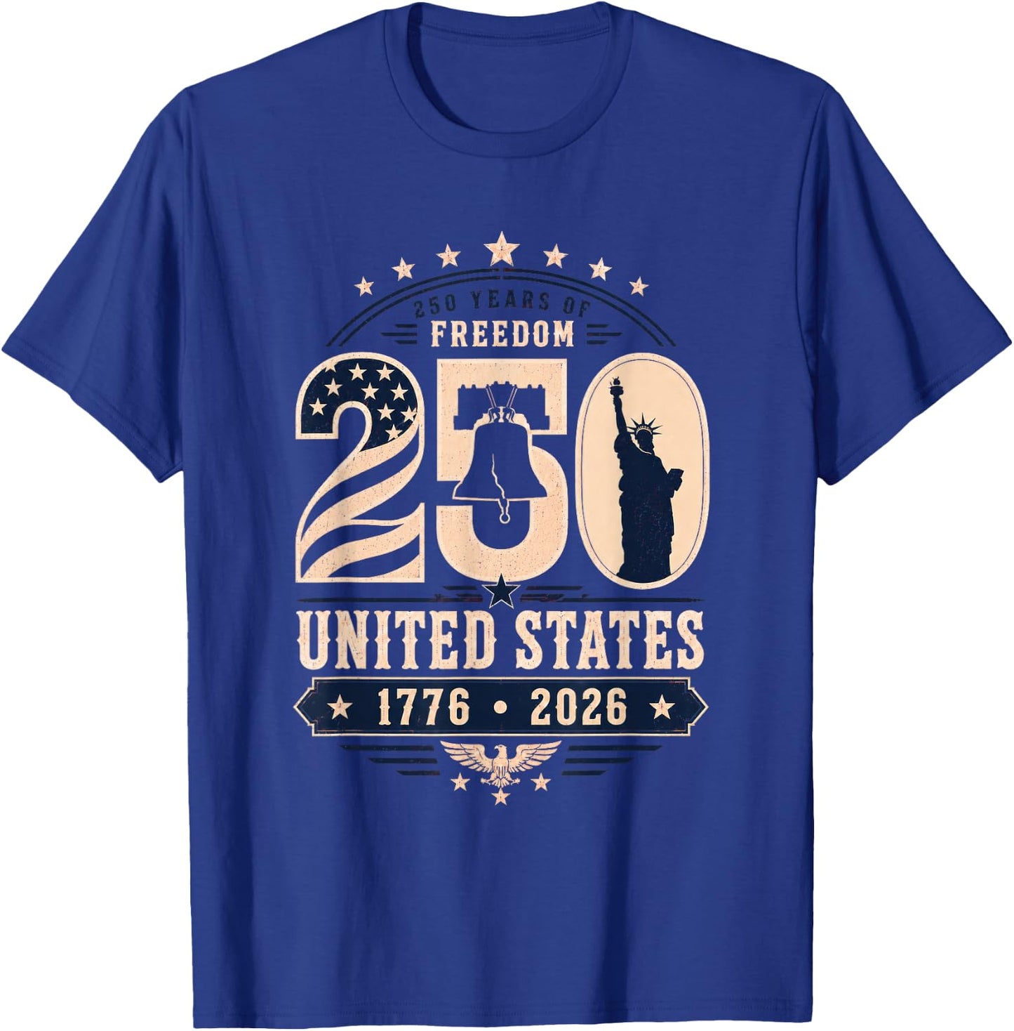 Patriotic Vintage 250th Anniversary USA 250 Year 4th of July T-Shirt - T-Shirt | Royal