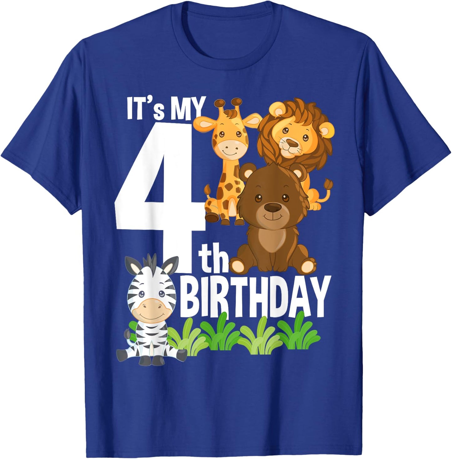 It's My 4th Birthday Zoo Theme Birthday Safari Jungle Animal T-Shirt - T-Shirt | Royal