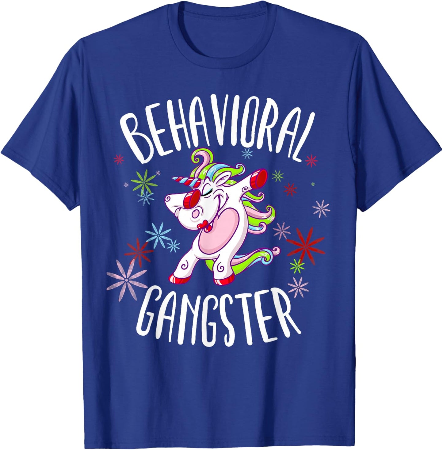 Behavioral Therapist Polka Dots Unicorn Gift ABA Therapy T-Shirt - T-Shirt | Royal