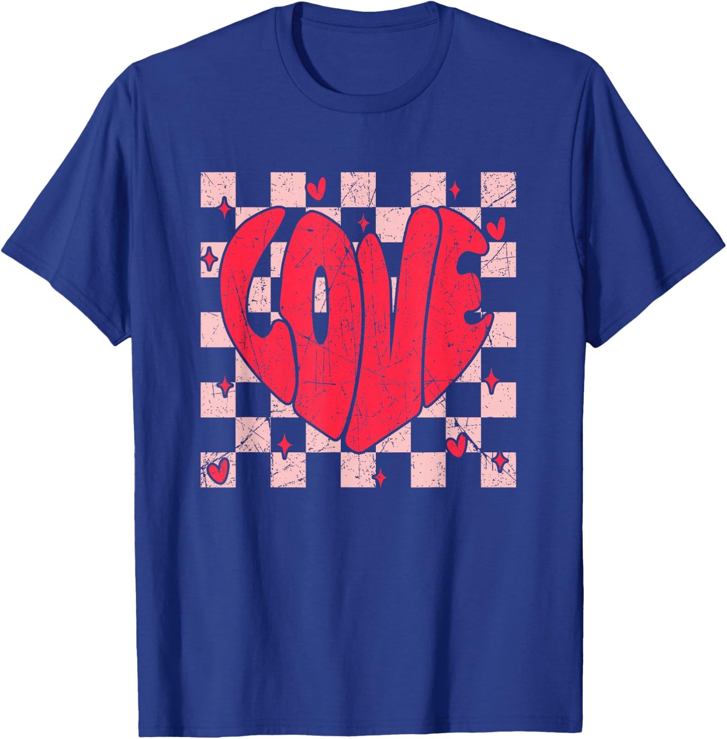 Xoxo Xo Xo Groovy LOVE Checkered Valentine Men Women Kids T-Shirt - T-Shirt | Royal