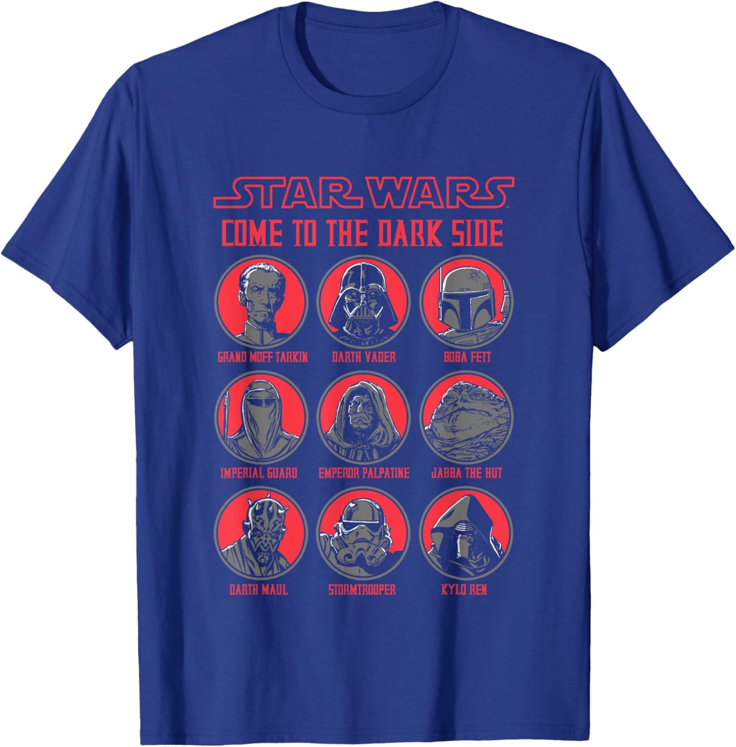 Star Wars Come To The Dark Side Characters Panels Big Logo T-Shirt - T-Shirt | Royal