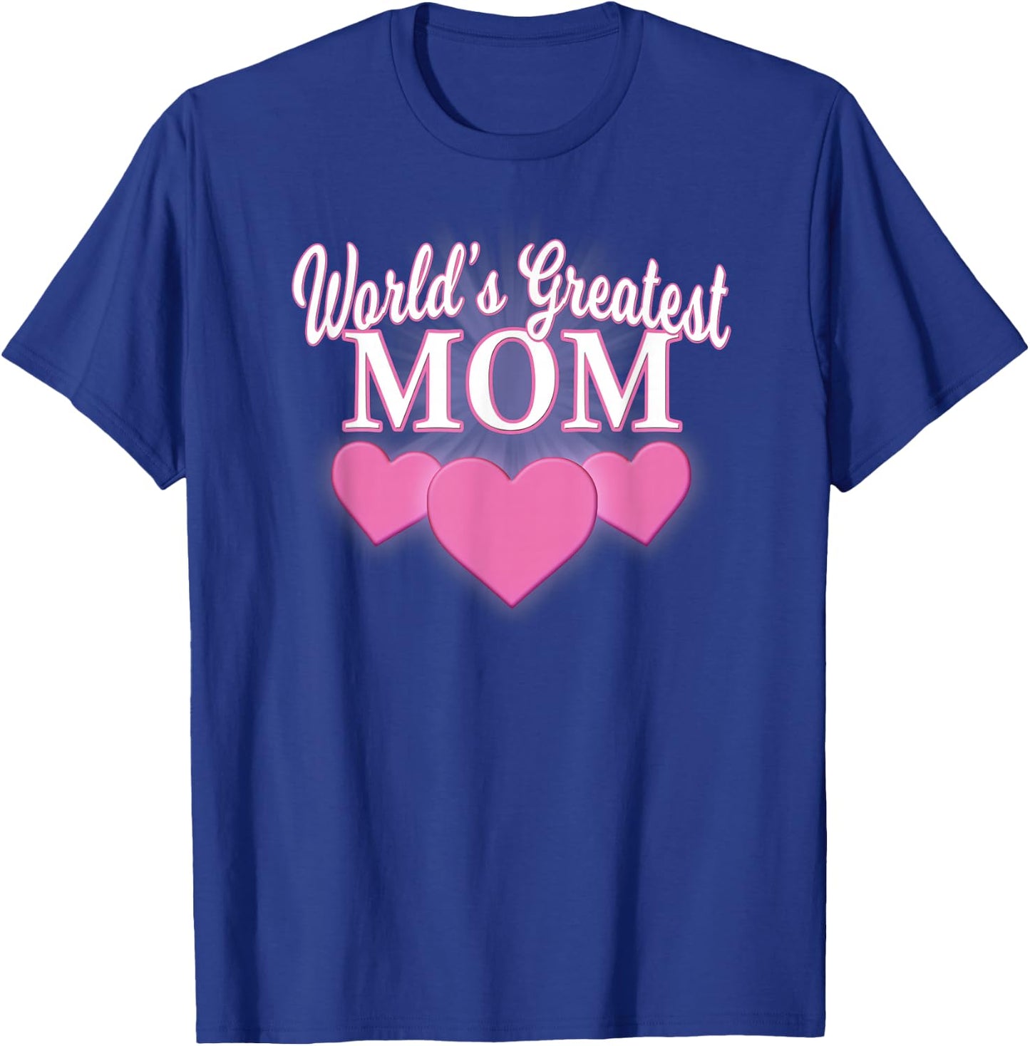 World's Greatest Mom Mother's Day Triple Heart T Shirt T-Shirt - T-Shirt | Royal