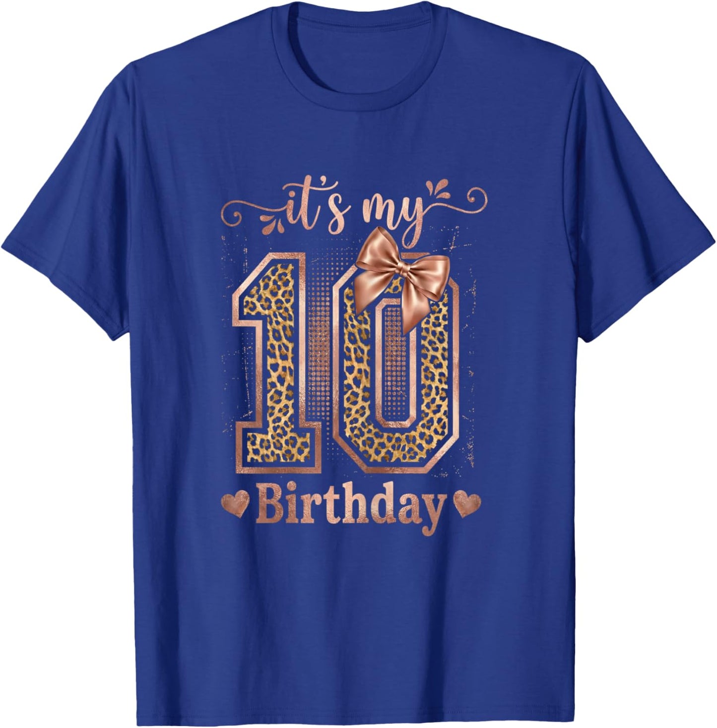 It's My 10th Birthday Girl Coquette Bow 10 Year Old Leopard T-Shirt - T-Shirt | Royal