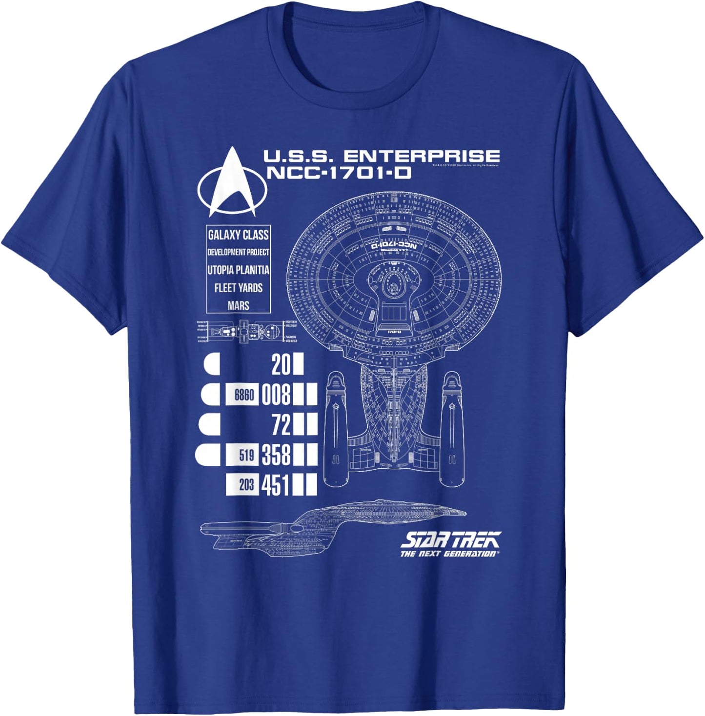 Star Trek: The Next Generation U.S.S. Enterprise Chart T-Shirt - T-Shirt | Royal