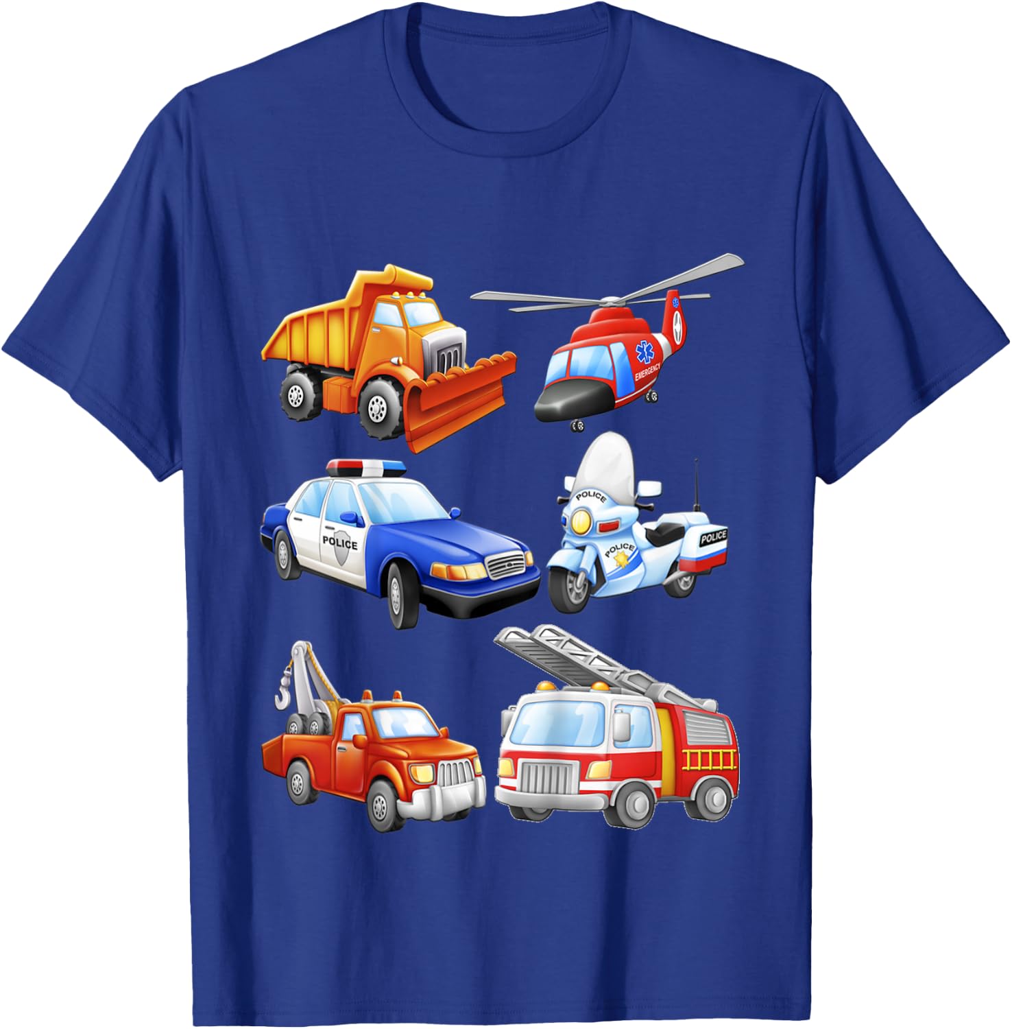 Boys' Emergency Vehicles Toddler Short Sleeved T-Shirt - T-Shirt | Royal