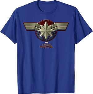 Marvel Captain Marvel Movie Chest Symbol T-Shirt - T-Shirt | Royal