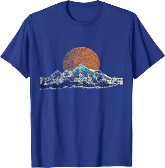 Mountain Hiking and Camping Sunset Scene Shirt T-Shirt - T-Shirt | Royal