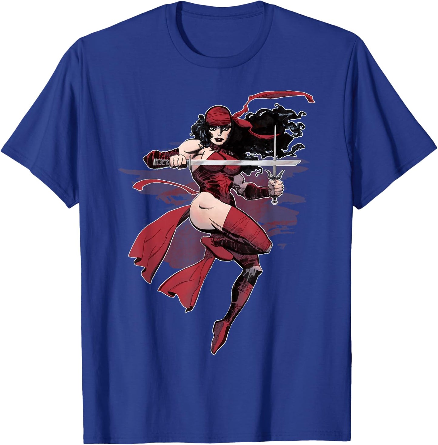 Elektra Hovering Diva and Sword Profile Graphic T-Shirt - T-Shirt | Royal