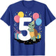 Turtle 5th birthday boy girl 5 years old fifth five Turtle T-Shirt - T-Shirt | Royal