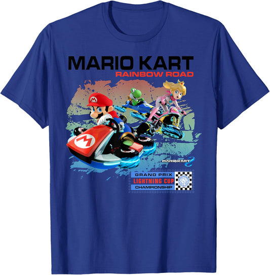 Nintendo Mario Kart Rainbow Road Watercolor Graphic T-Shirt - T-Shirt | Royal