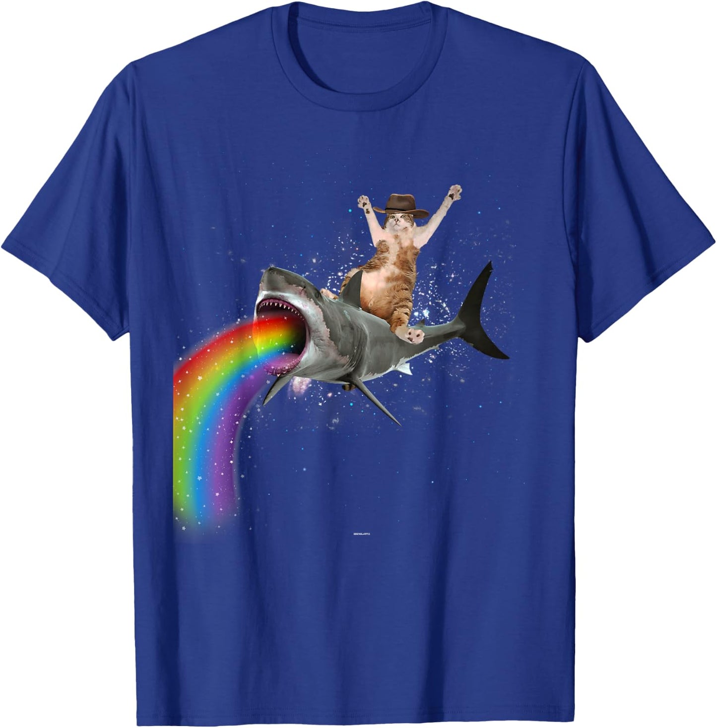 Funny Cat Rides a Rainbow Shark Shirt T-Shirt - T-Shirt | Royal