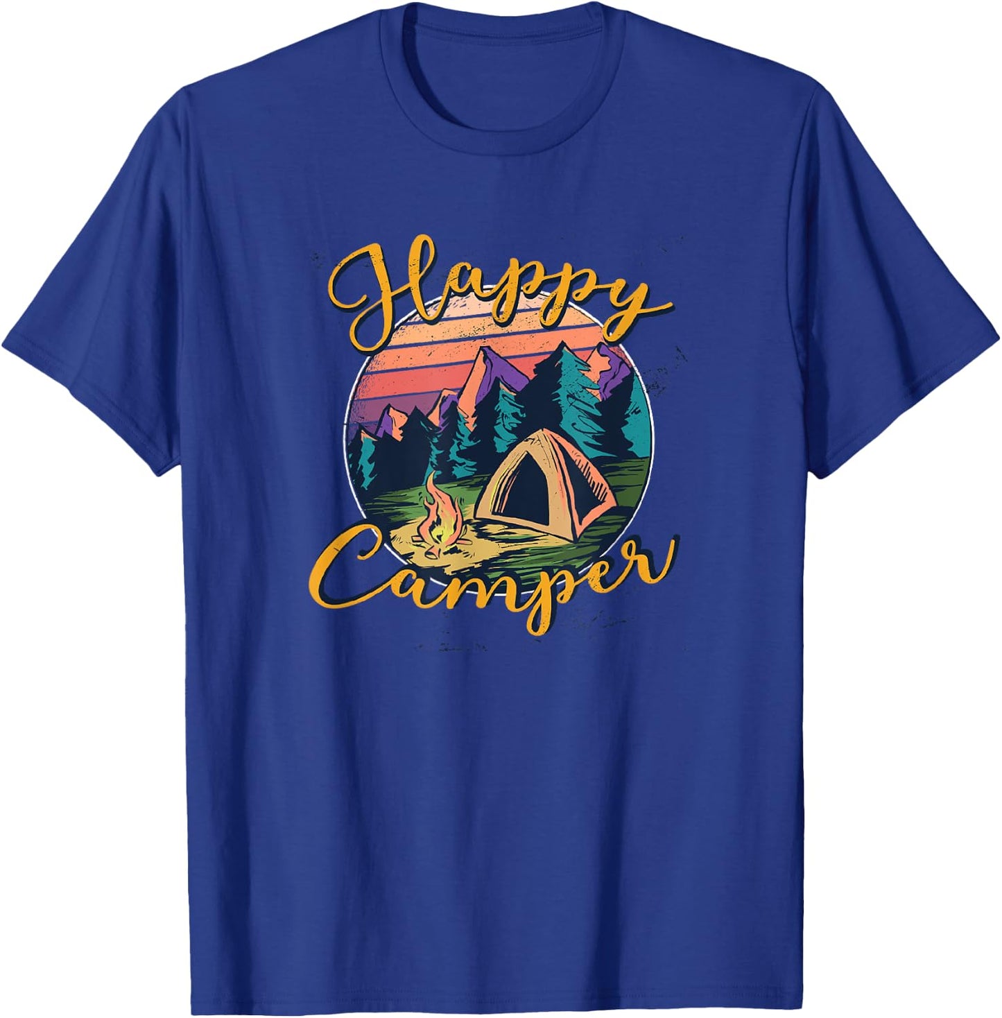 Happy Camper Birthday Party Gift Camping Fan Kids Women Men T-Shirt - T-Shirt | Royal