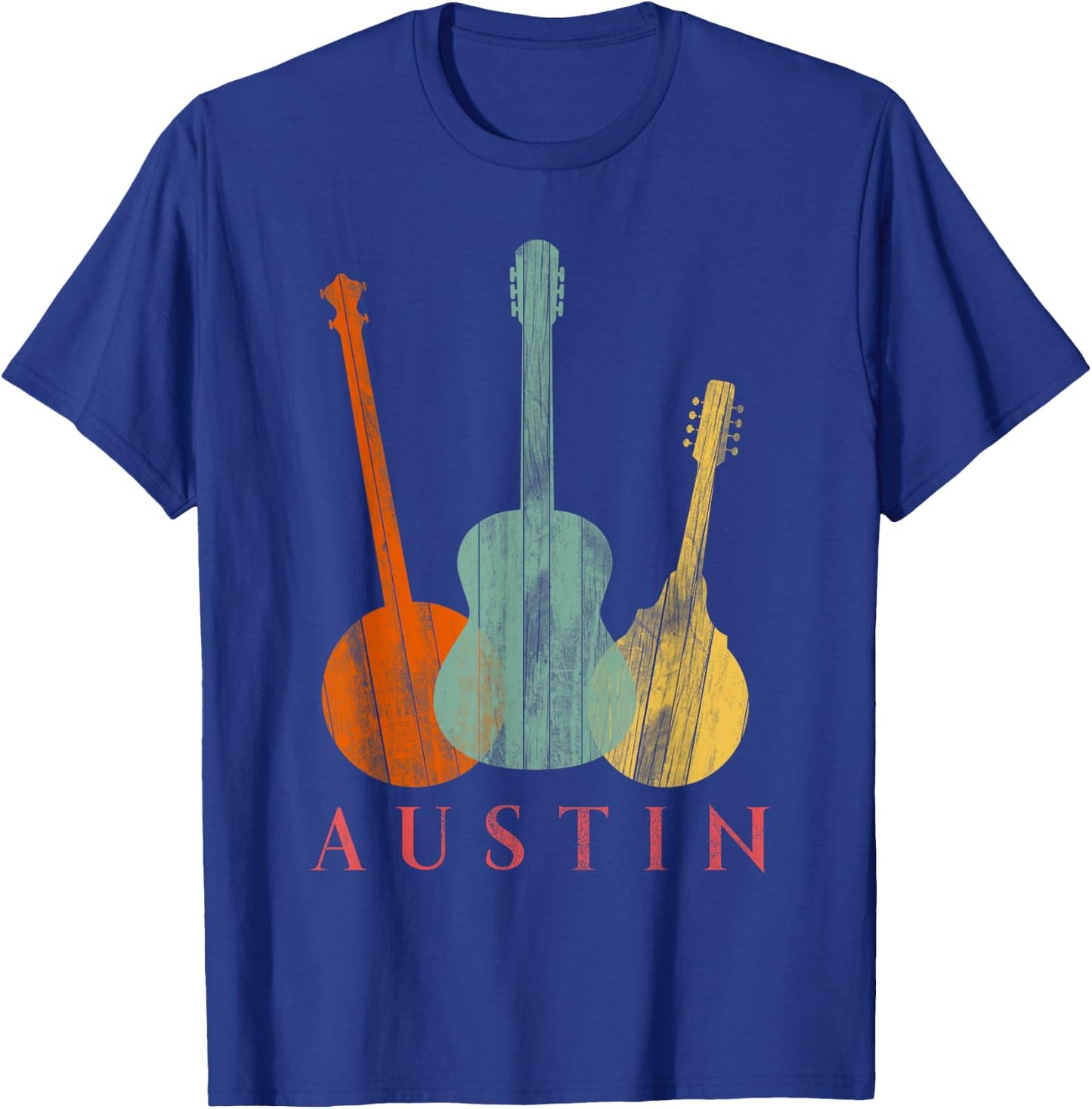 Austin Texas - Distressed Music Small T-Shirt - T-Shirt | Royal