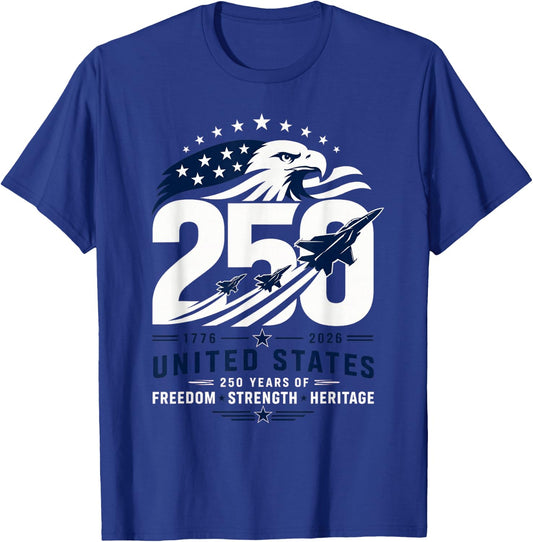Patriotic Eagle 250th Anniversary USA 250 Years 4th of July T-Shirt - T-Shirt | Royal