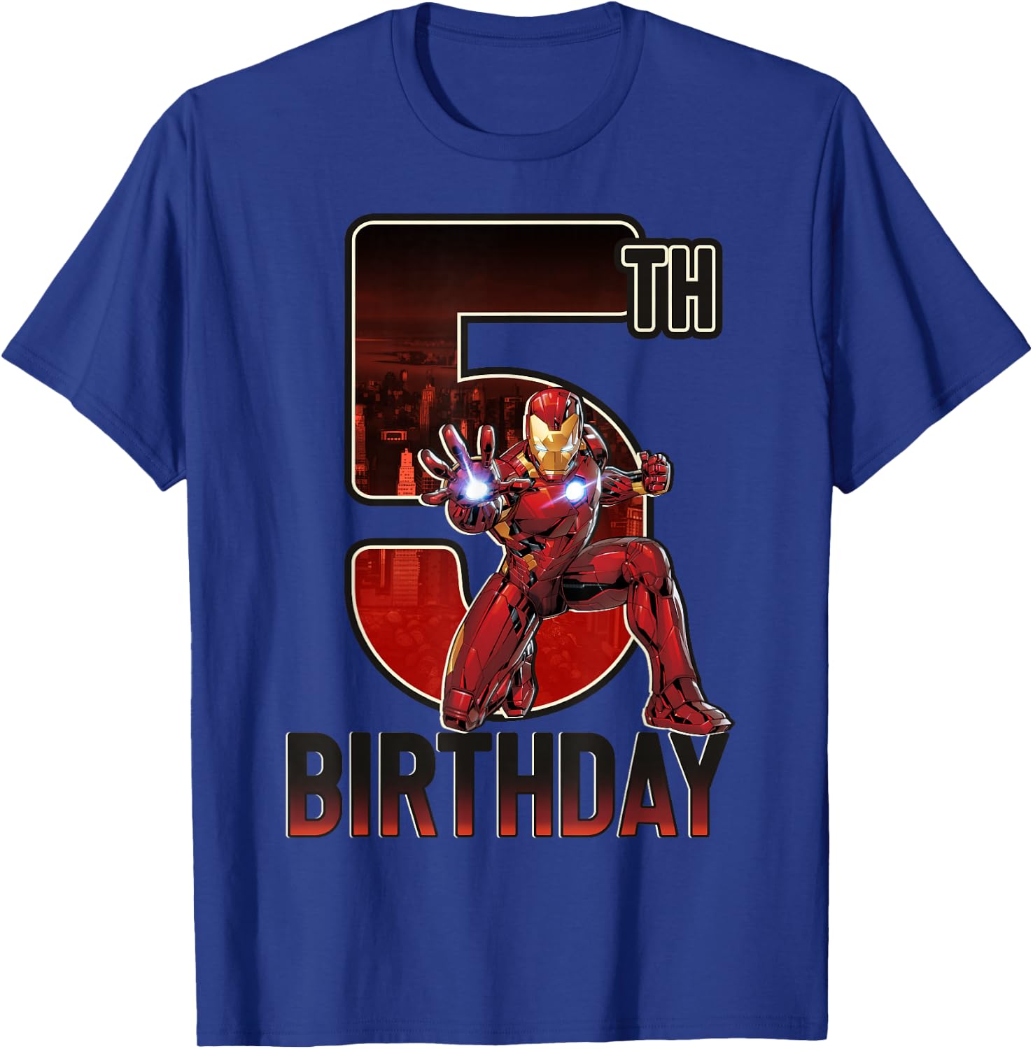 Marvel Iron Man 5th Birthday Action Pose Graphic T-Shirt - T-Shirt | Royal