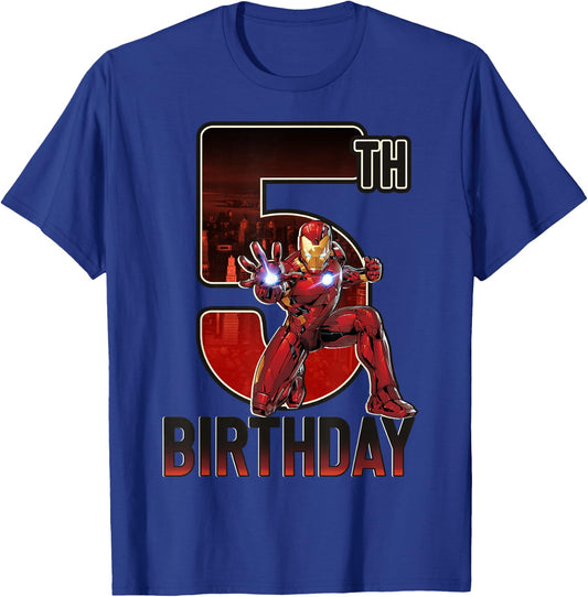 Marvel Iron Man 5th Birthday Action Pose Graphic T-Shirt - T-Shirt | Royal