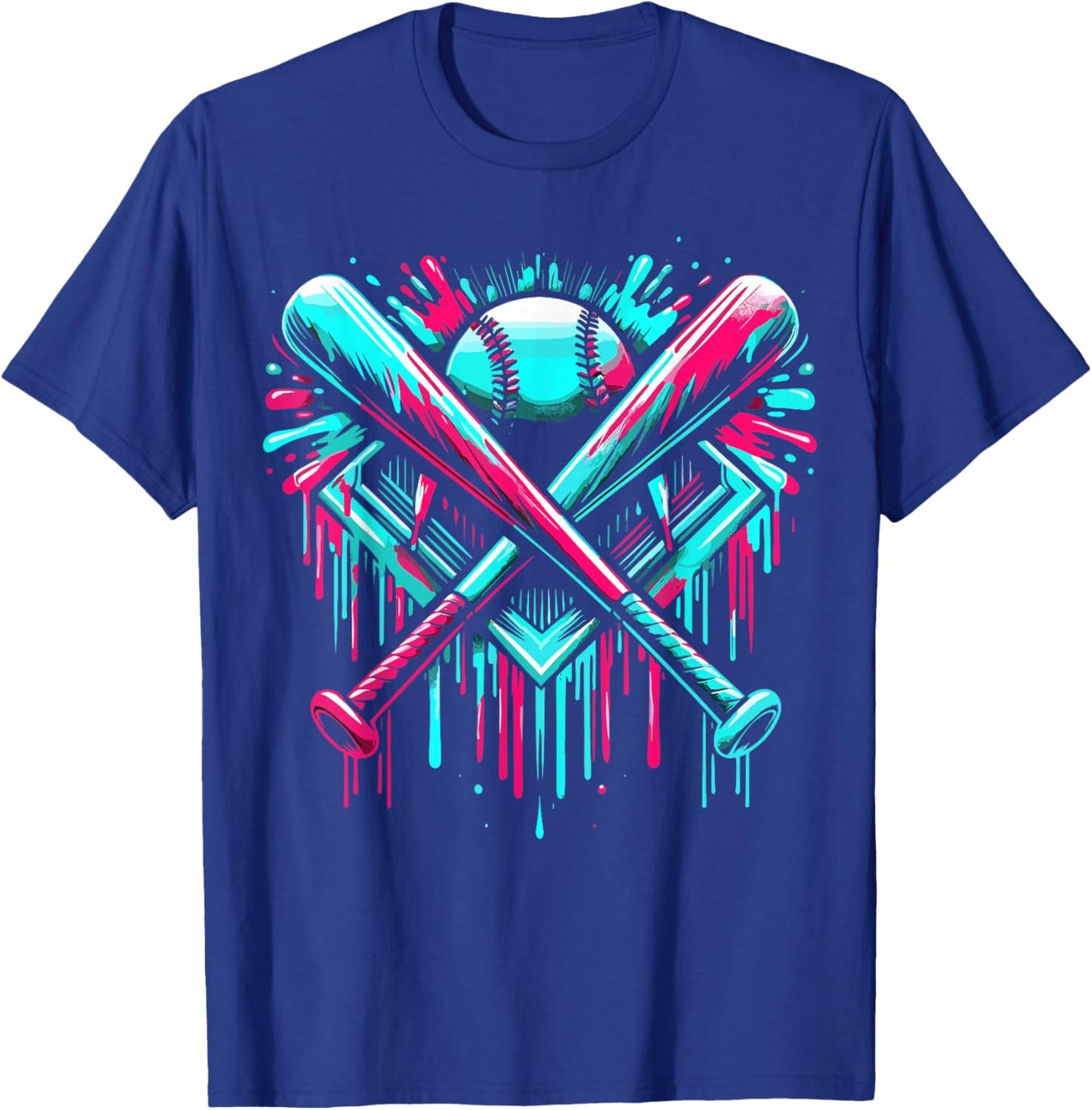 Dripping Baseball Bat T-Shirt - T-Shirt | Royal