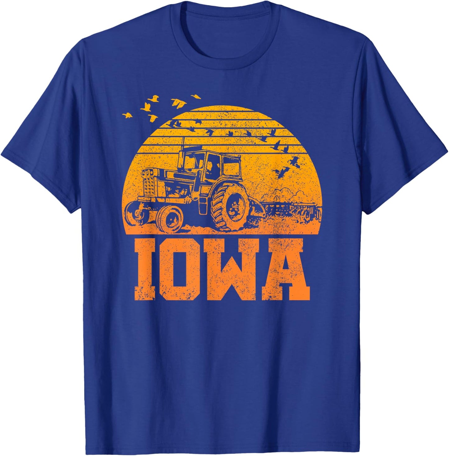 Iowa - Vintage Retro Tractor Farmer Shirt Gift T-Shirt - T-Shirt | Royal